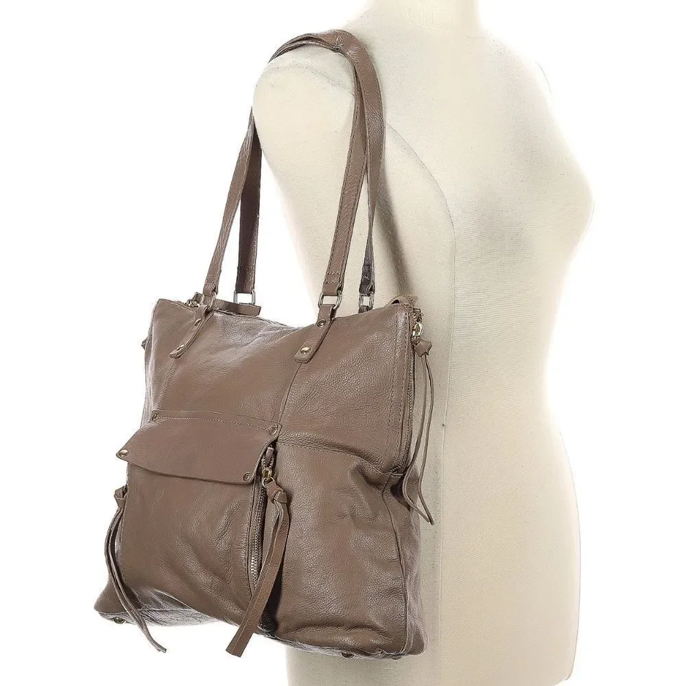 KOOBA LEATHER SHOULDER BAG Taupe